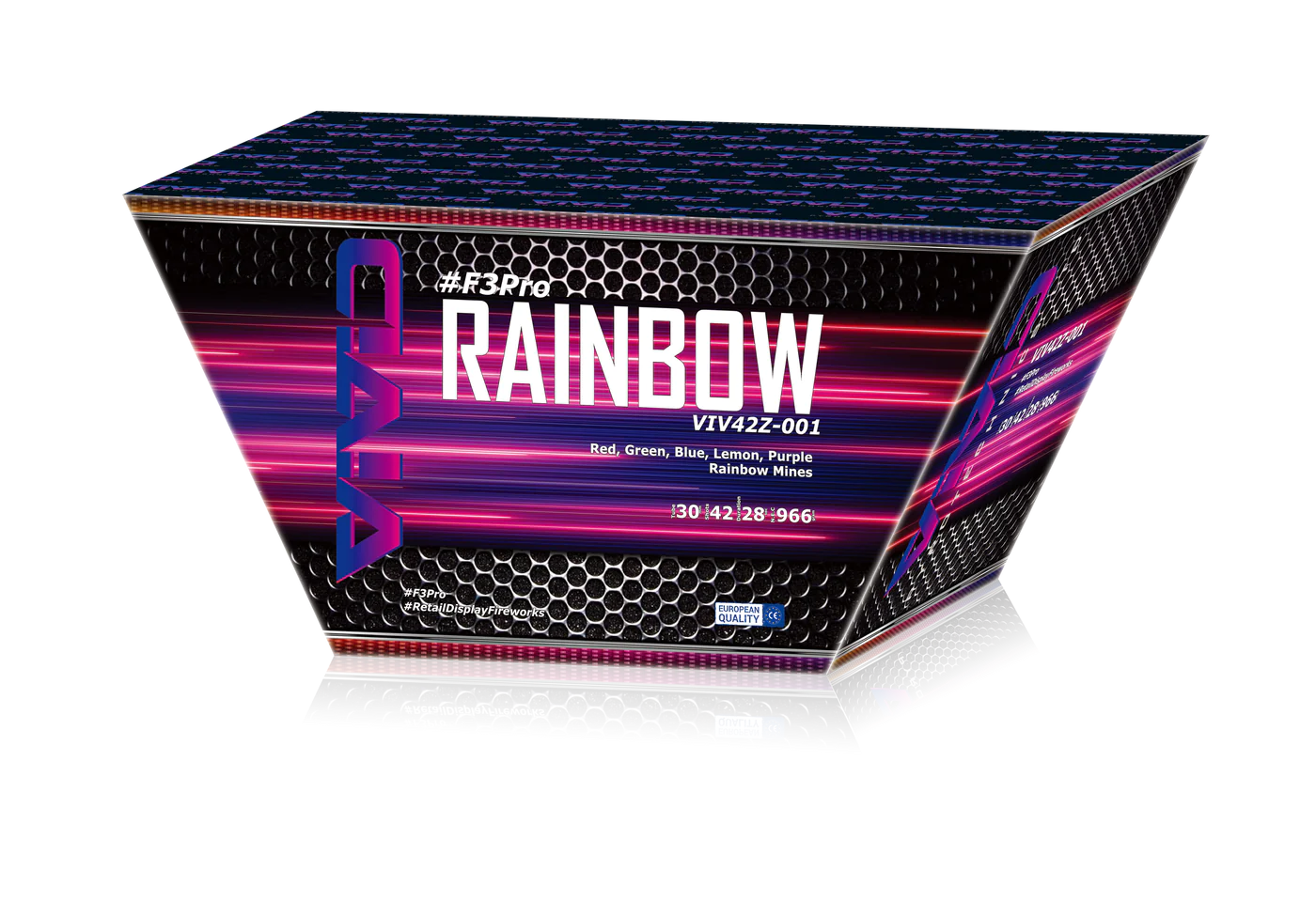 Vivid Rainbow Pro 42 Shot LOW NOISE Firework