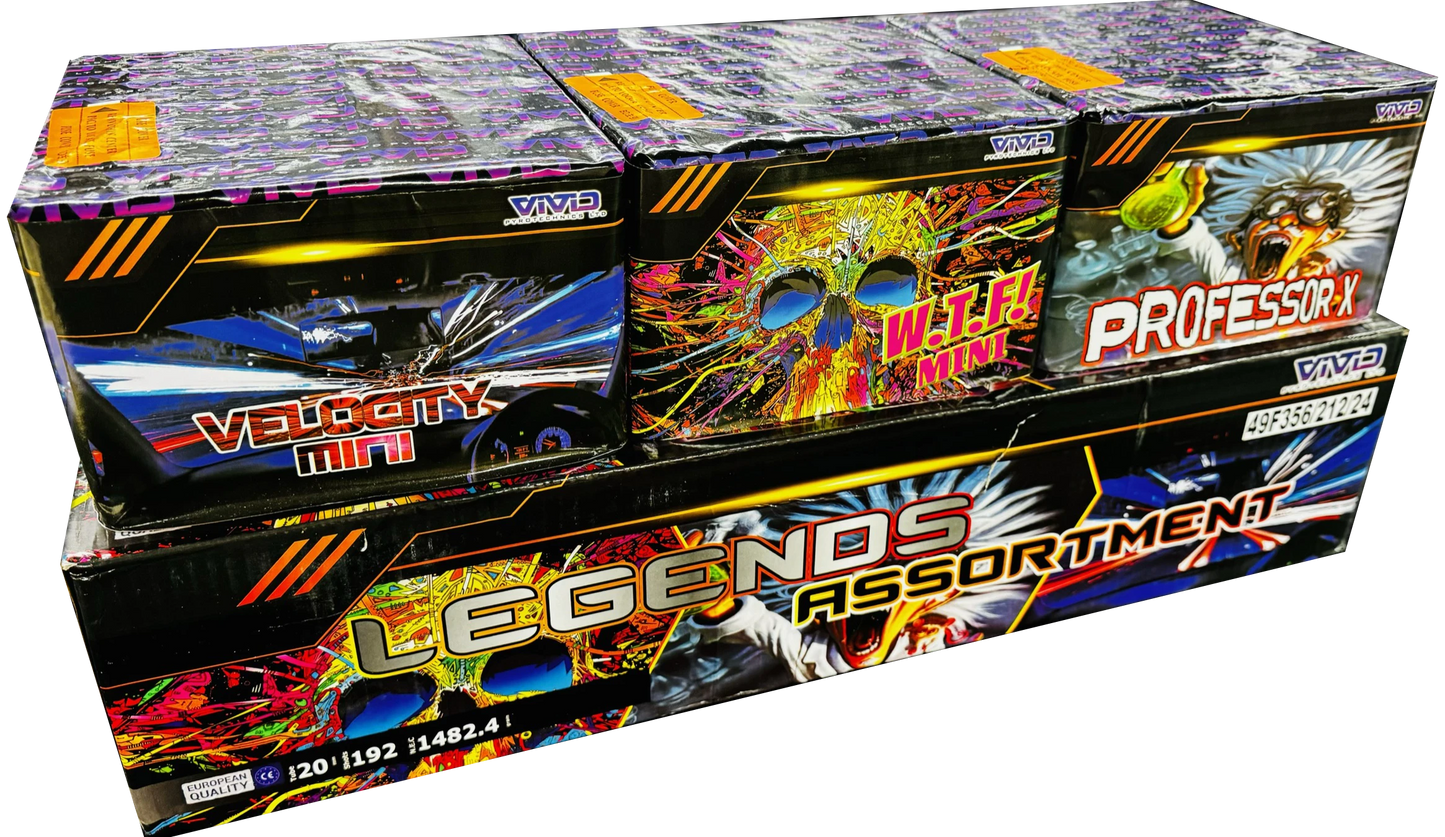 Legends Assortment Firework Barrage Pack By Vivid Pyrotechnics - 3 Cake Selection Pack