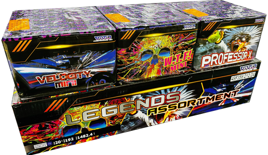 Legends Assortment Firework Barrage Pack By Vivid Pyrotechnics - 3 Cake Selection Pack