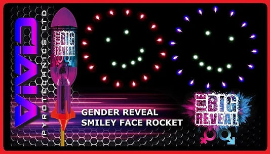 The Big Reveal (Pink) Smiley Gender Reveal Rocket