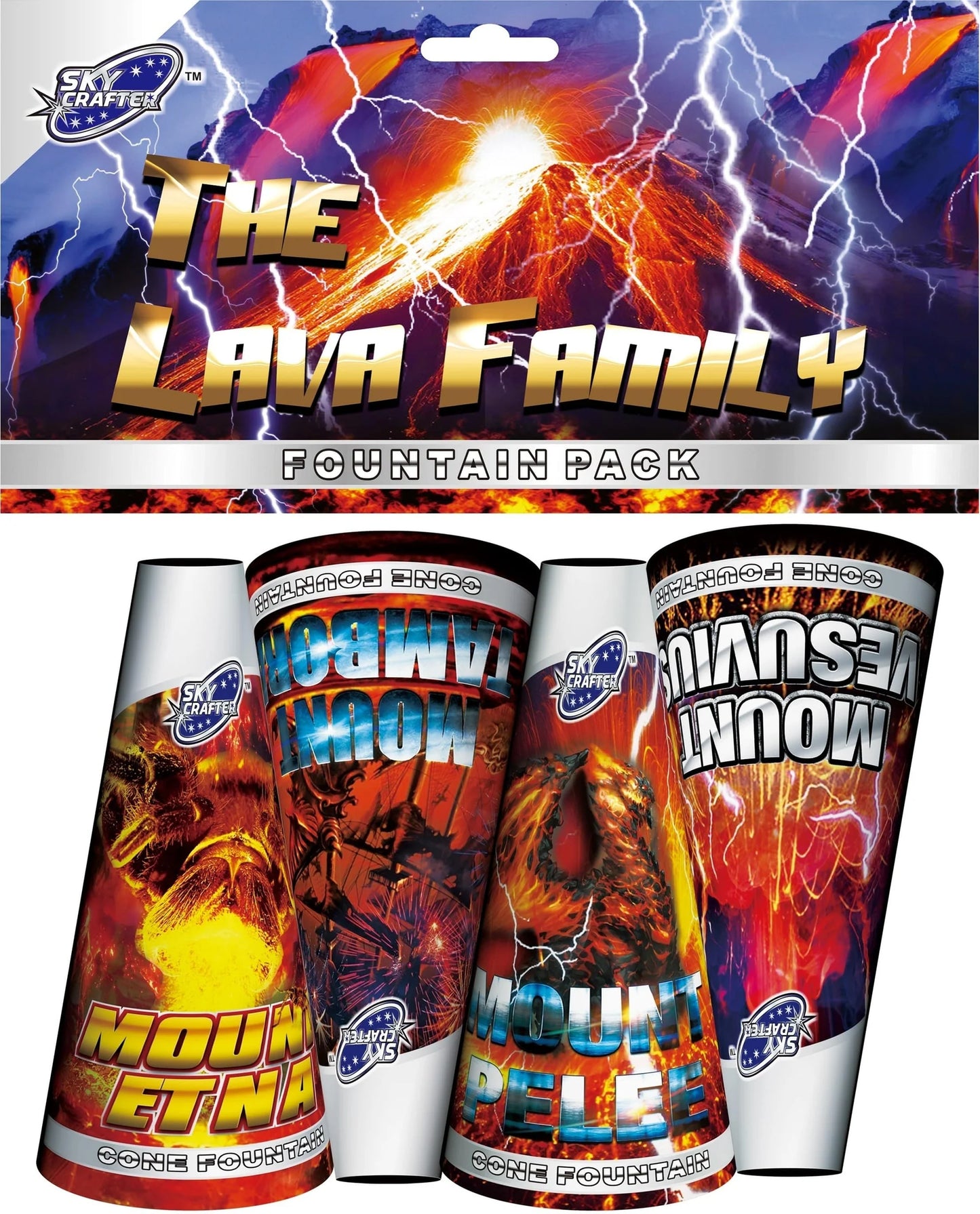 THE LAVA FAMILY Fountain Pack Firework - Pack Of 4 Fireworks By Skycrafter